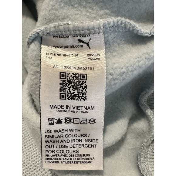 PUMA Faux Embroidered Floral Hoodie Fleece Pullover Blue Women's Size‎ Large - Picture 10 of 11